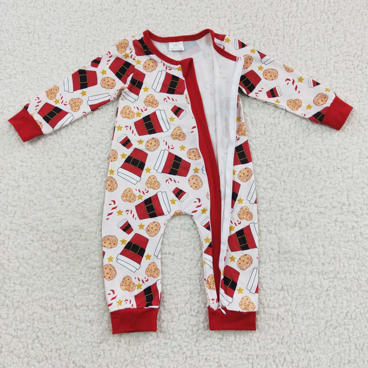 Sibling Baby Boys Coffee Cookie Candy Cane Top Pants Christmas Pajamas Sets Zipper Rompers