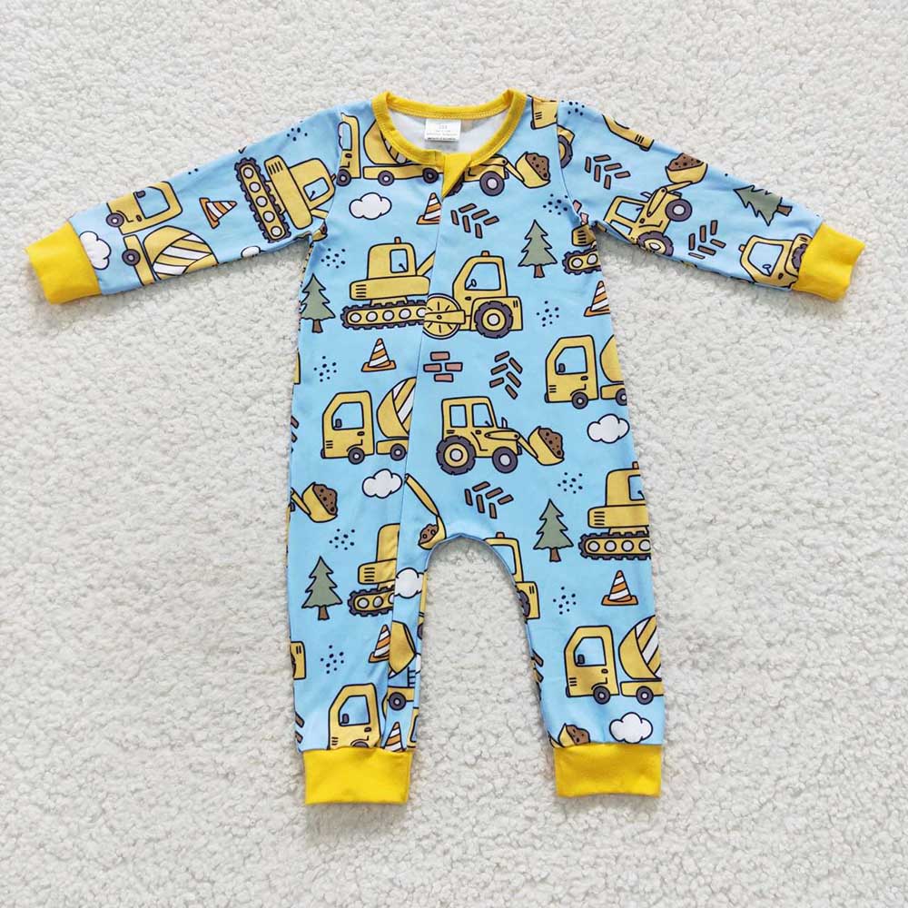 Sibling Baby Boys Construction Rompers Pajamas Clothing Sets