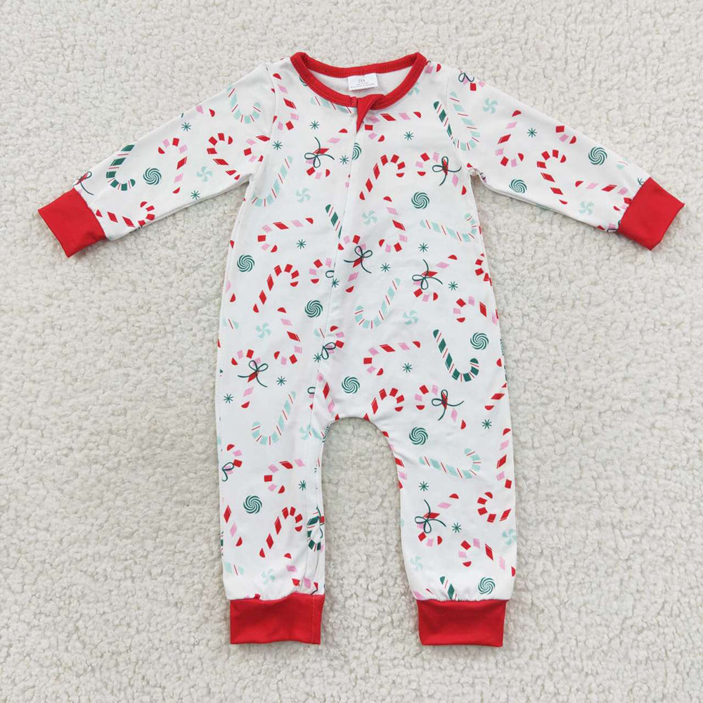 Family Sibling Candy Cane Snowflake Top Pants Christmas Pajamas Sets Zipper Footie Rompers Women Pants