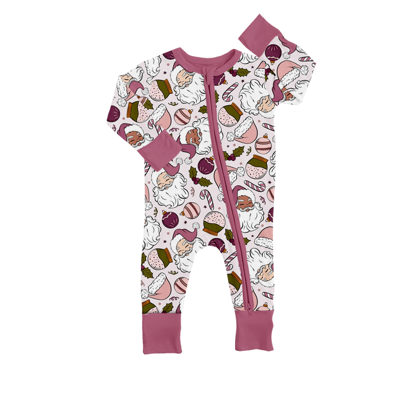 Baby Girls Christmas Pink Santa Rompers preorder