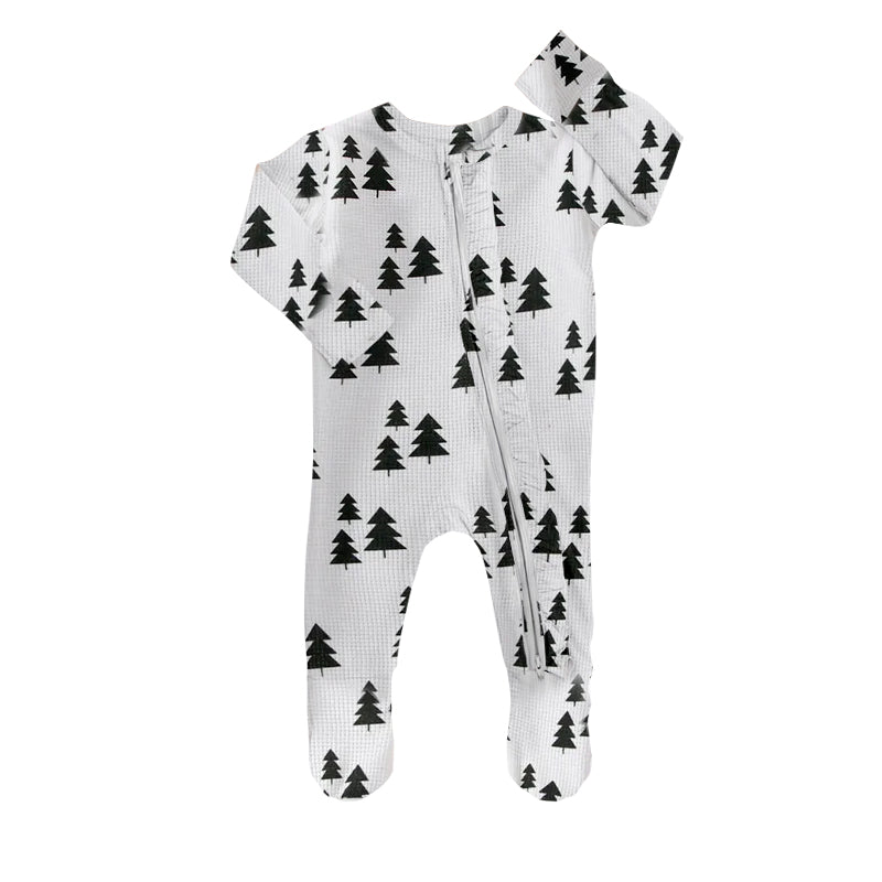 Baby Kids Zip Footie Forest Tree Winter Rompers preorder