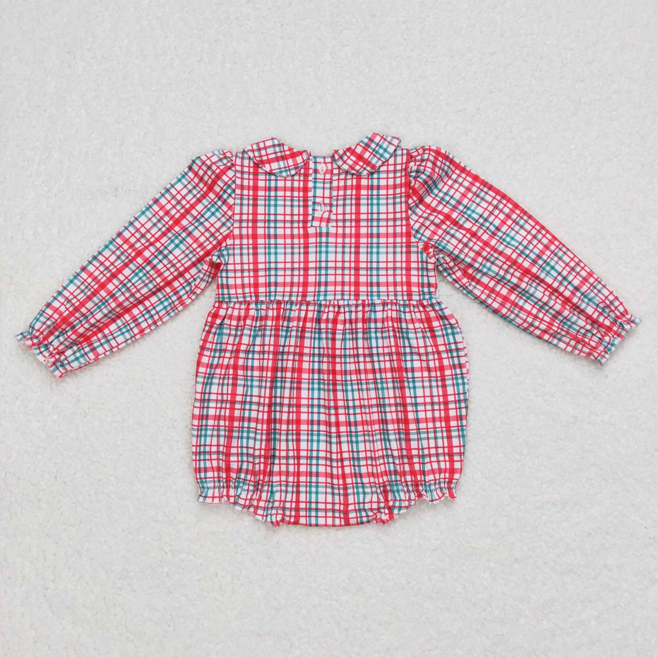 USA Shop Christmas Baby Girls Santa Red Plaid Smocked Long Sleeve Rompers