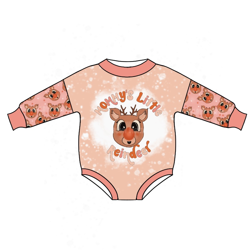 Christmas Baby Girls Mama's Little Reindeer Long Sleeve Rompers preorder