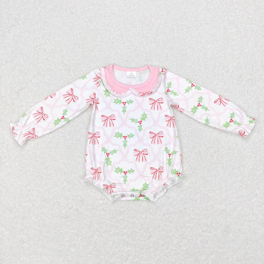 USA Shop Christmas Baby Girls Pink Bows Long Sleeve Rompers