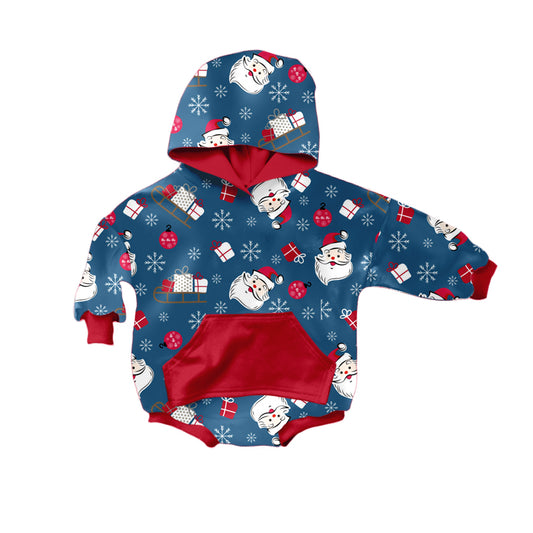 Baby Girls Christmas Santa Present Hooded Long Sleeve Rompers preorder