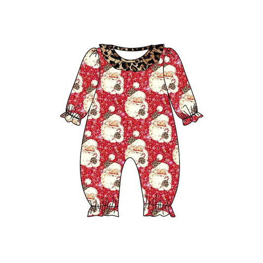 Baby Girls Red Christmas Santa Long Sleeve Ruffle Rompers preorder