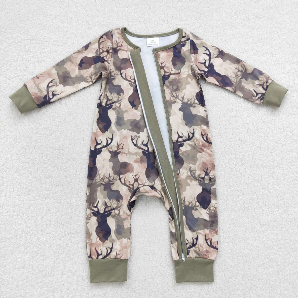 Sibling Baby Boys Long Sleeves Deer Ducks Fishing Camo Hunting Zip Rompers