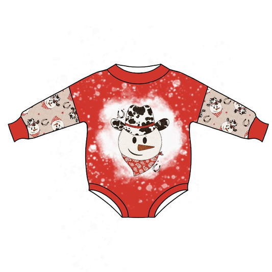 Baby Kids Christmas Western Snomman Long Sleeve Rompers preorder