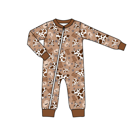 Baby Boys Western Cow Tags Long Sleeve Sleepers Rompers preorder