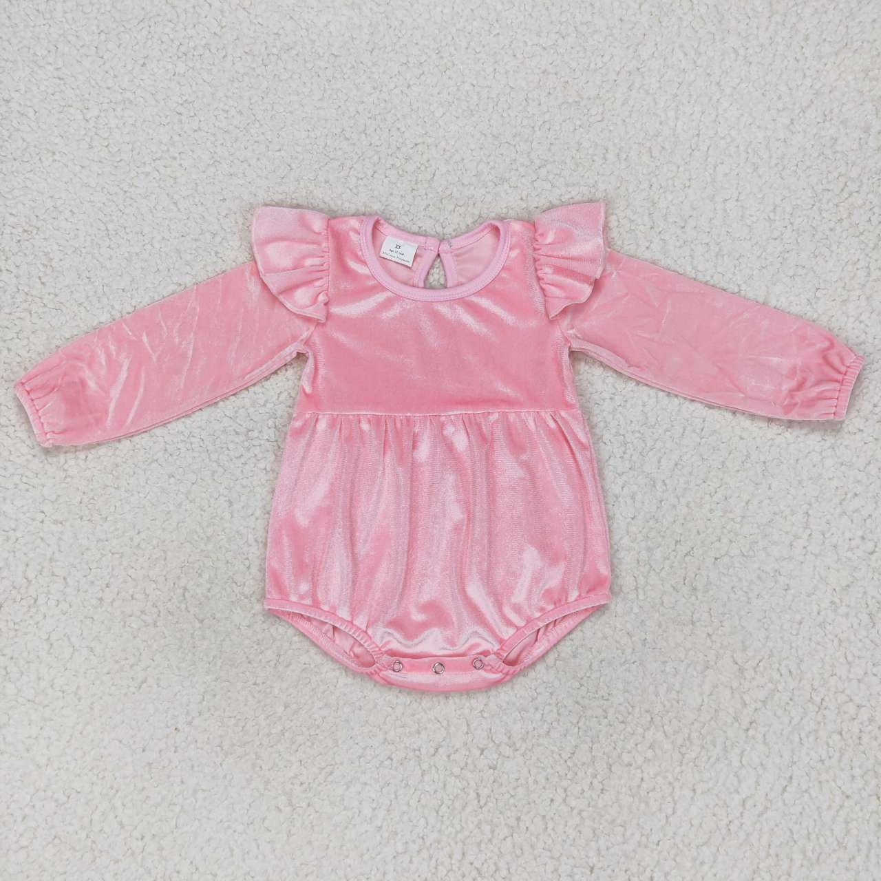 USA Shop Baby Pink Girls Velvet Long Sleeve Sleepers Rompers
