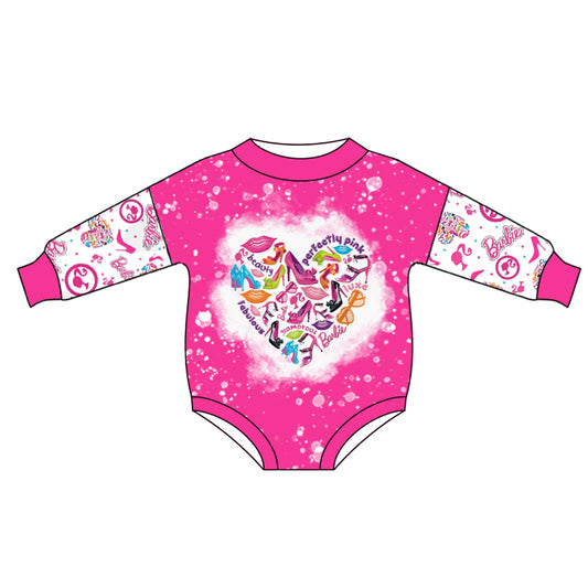 Baby Girls Pink Doll Hearts Long Sleeve Rompers preorder