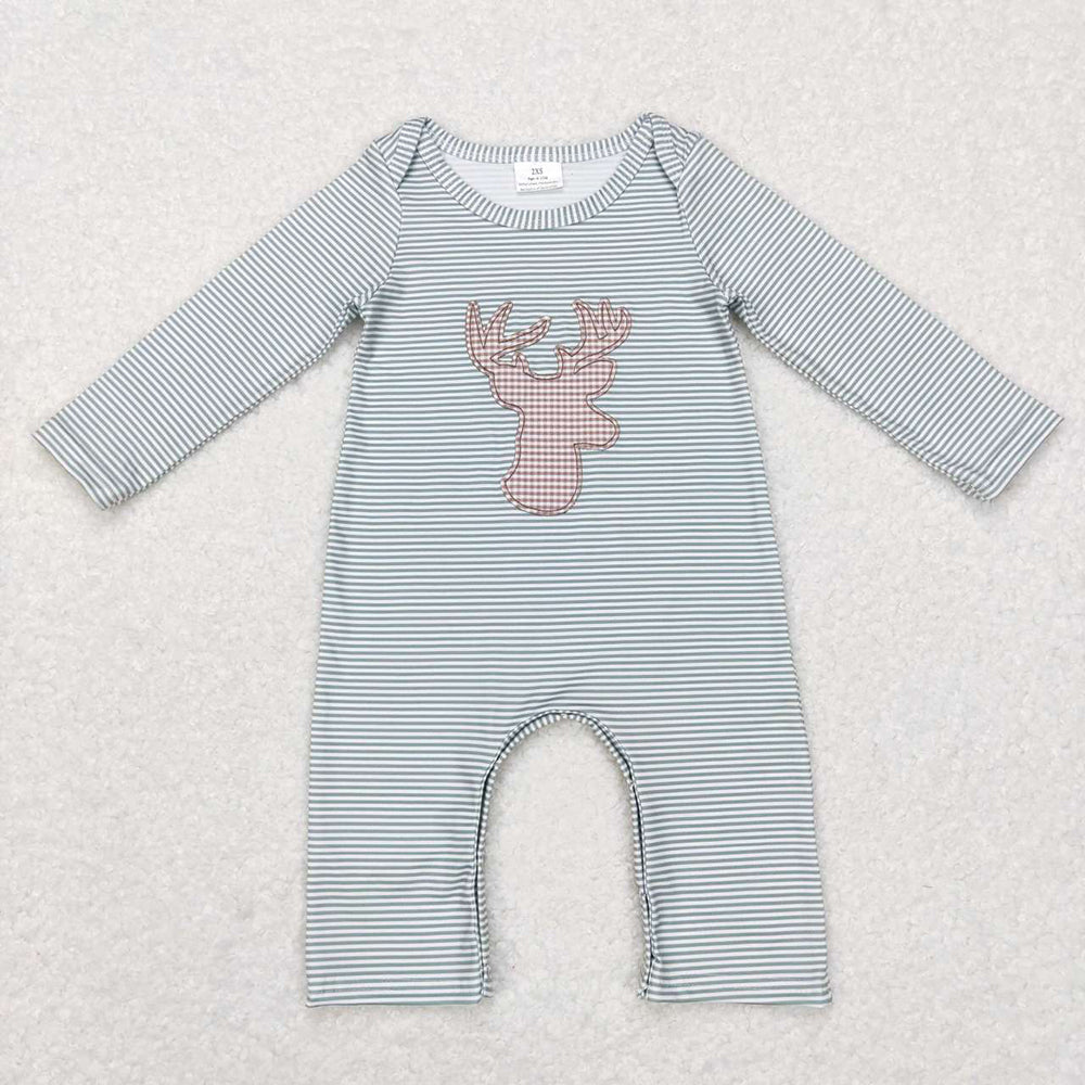 USA Shop Baby Kids Deer Camp Stripes Long Sleeve Rompers