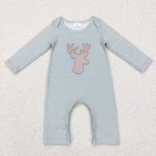 USA Shop Baby Kids Deer Camp Stripes Long Sleeve Rompers
