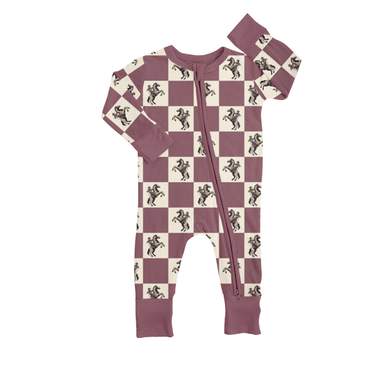 Baby Girls Maroon Rodeo Zip Long Sleeve Rompers preorder