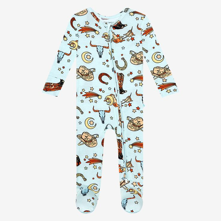 Baby Infant Boys Western Cows Zip Long Sleeve Rompers preorder