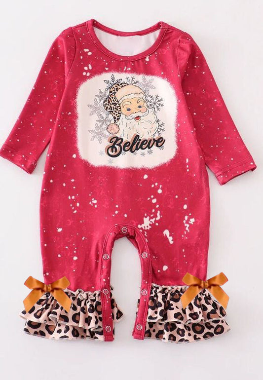 Baby Infants Girls Sants Christmas Believe Long Sleeve Rompers preorder