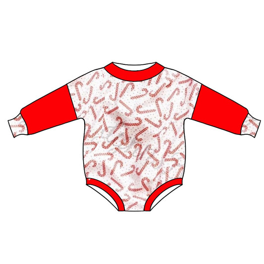 Baby Infant Kids Christmas Candy Cane Long Sleeve Rompers preorder