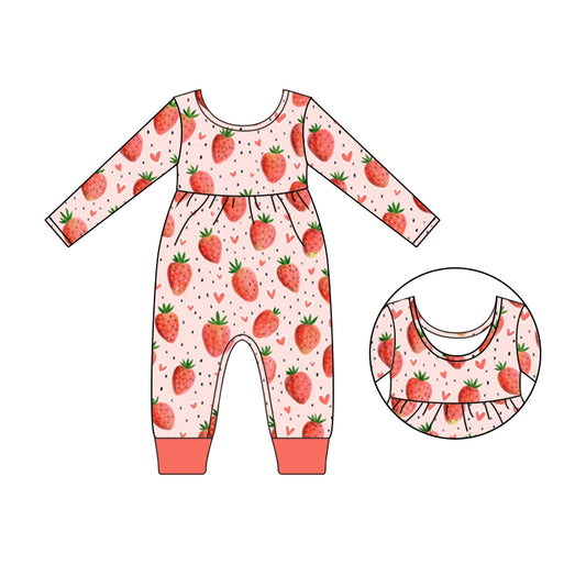 Baby Infant Girls Strawberry Long Sleeve Rompers preorder