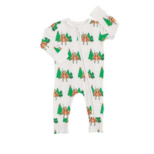 Baby Infant Kids Christmas Tree House Long Sleeve Zip Rompers preorder