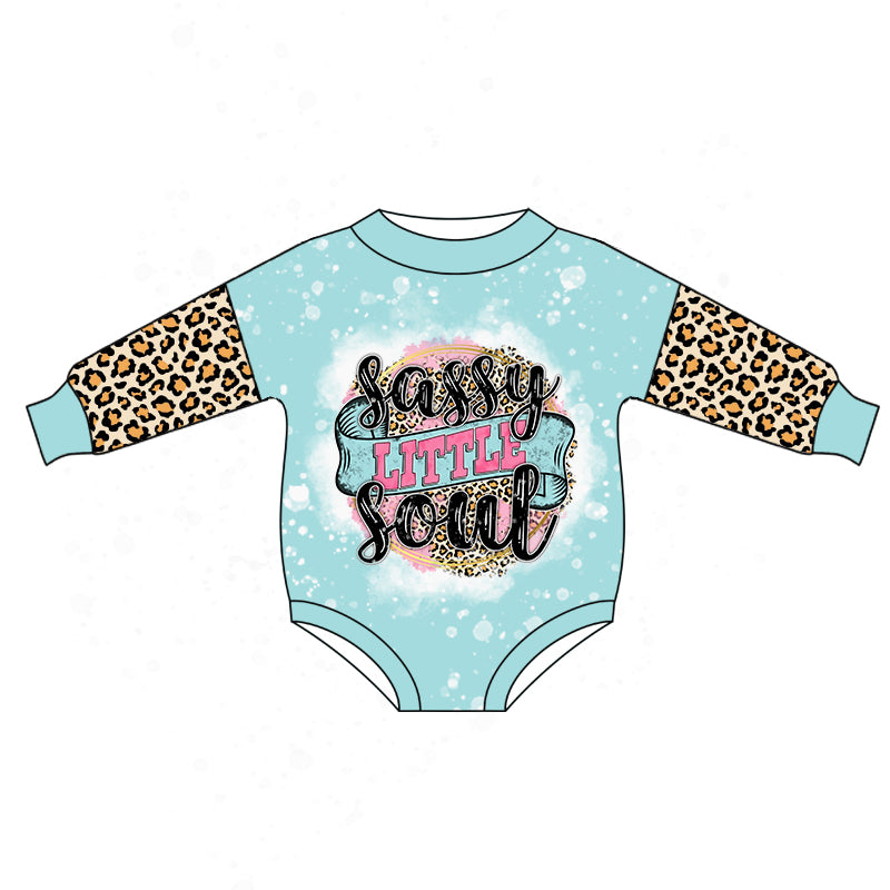 Baby Infant Girls Sassy Little Soul Leopard Long Sleeve Rompers preorder