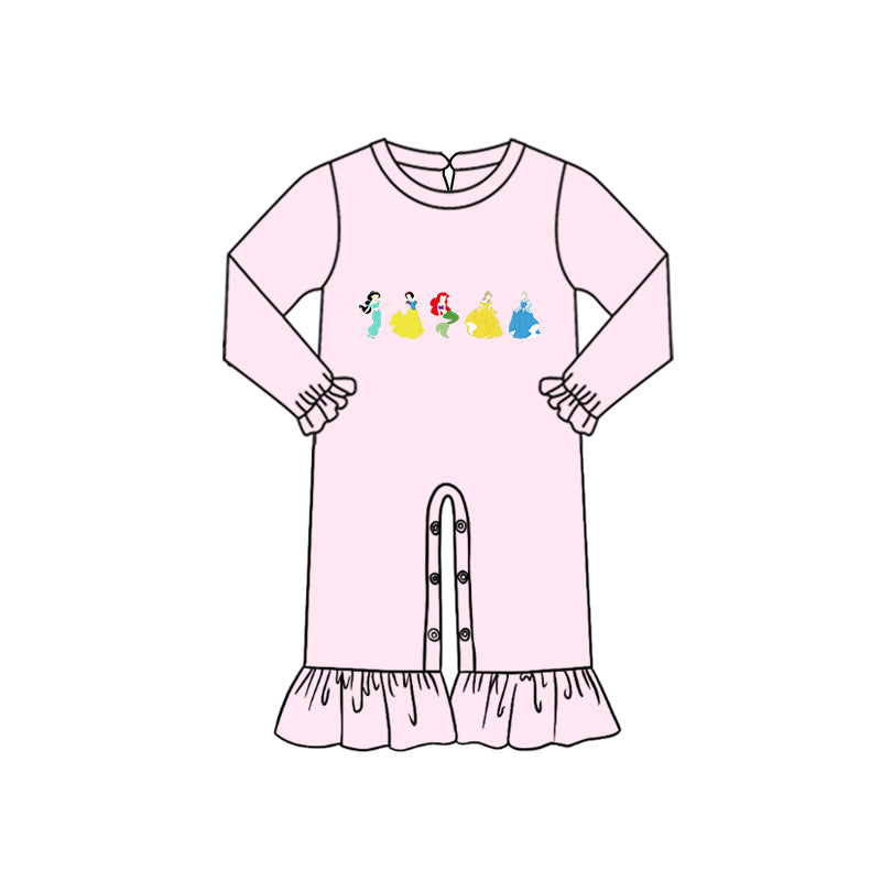 Baby Infant Girls Princess Pink Long Sleeve Rompers preorder