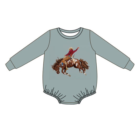 Baby Infant Kids Western Rodeo Blue Long Sleeve Rompers preorder