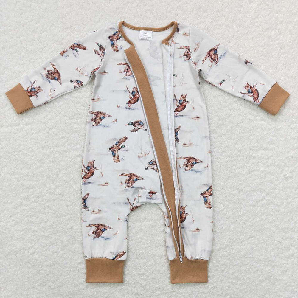 Sibling Baby Boys Long Sleeves Deer Ducks Fishing Camo Hunting Zip Rompers