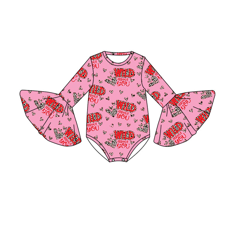 Baby Infant Girls Wild Hearts Valentine Long Sleeve Rompers preorder