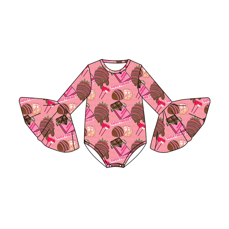 Baby Infant Girls Pink Chocolate Valentine Long Sleeve Rompers preorder