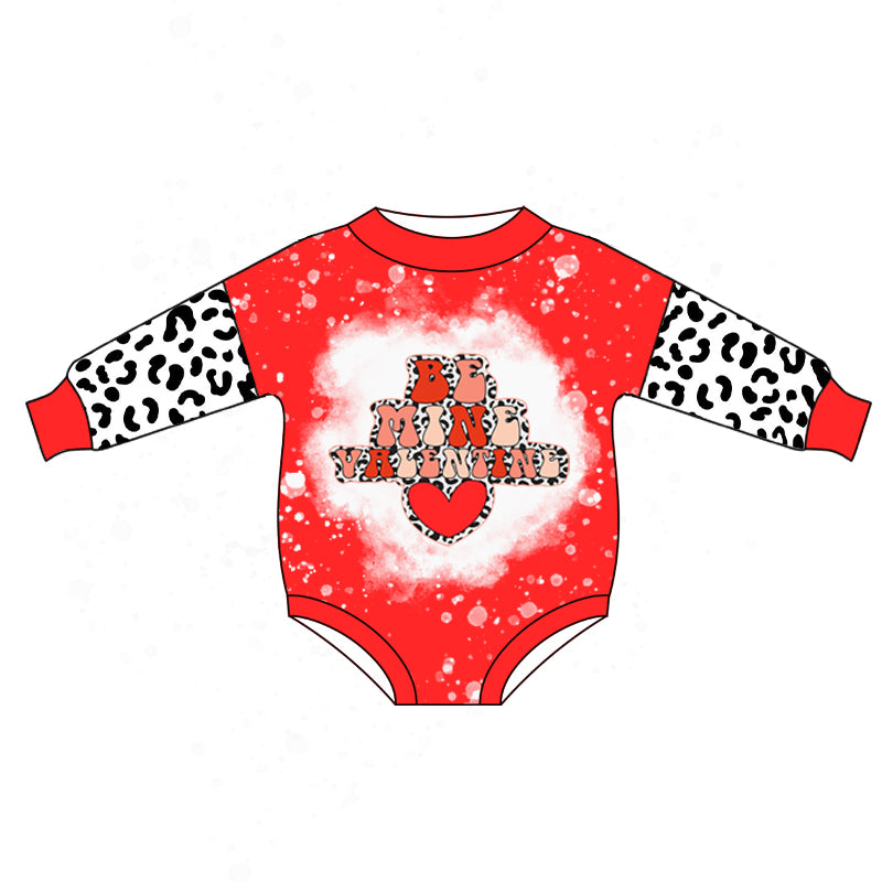 Baby Infant Girls Be Mine Valentine Long Sleeve Rompers preorder