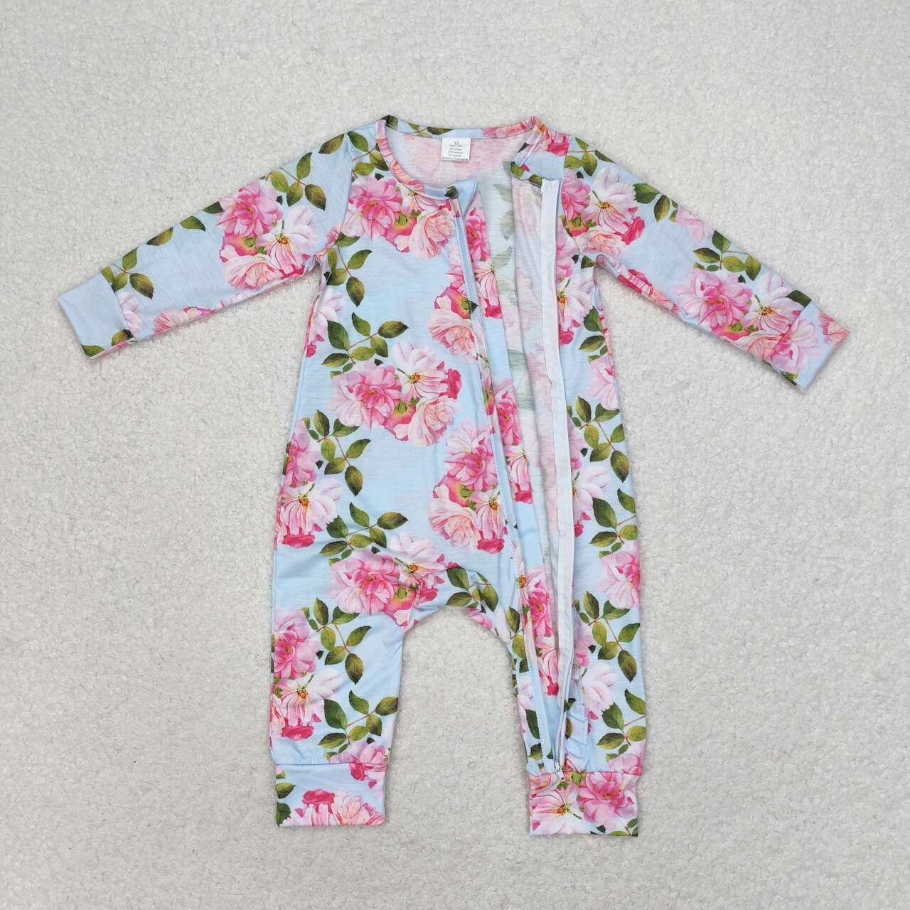 USA Shop Baby Infant Girls Spring Blue Flowers Long Sleeve Rompers