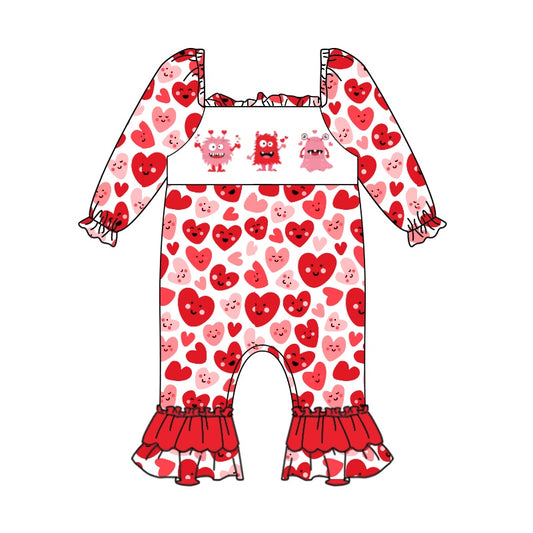 Baby Infant Girls Valentines Monster Long Sleeve Rompers preorder