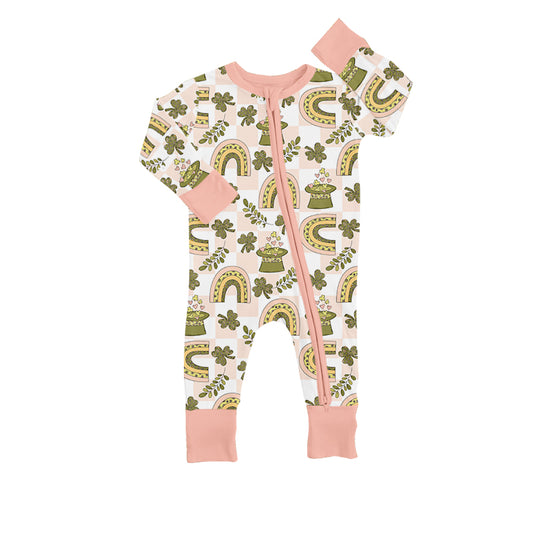 Baby Infant Toddler Rainbow Pink St Patrick Day Green Zip Rompers preorder