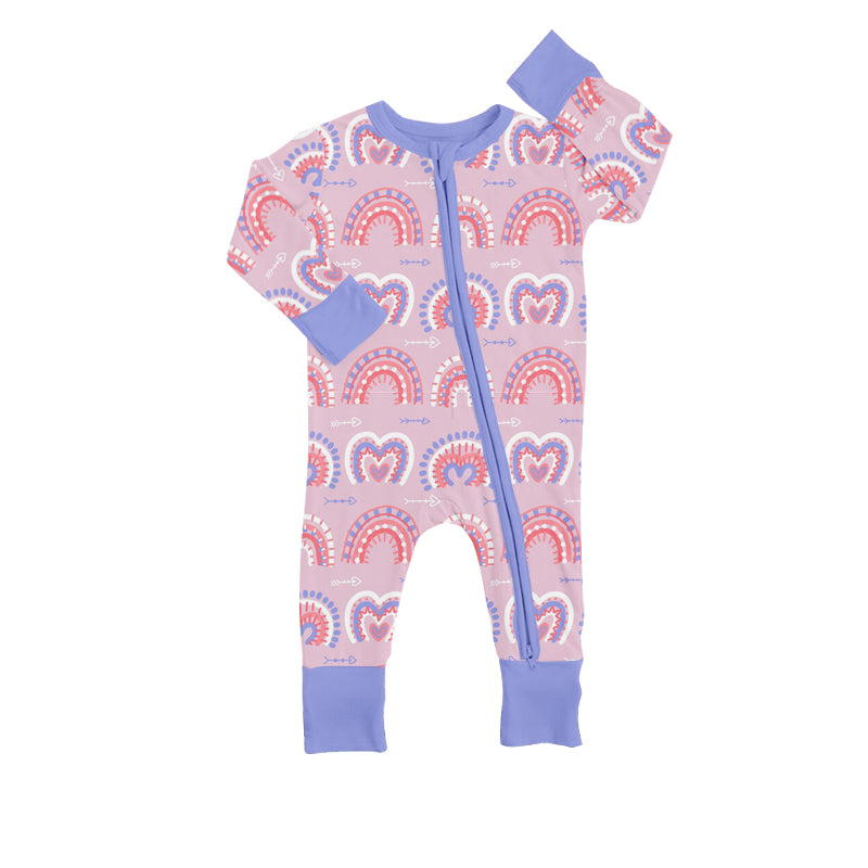 Baby Girls Rainbow Zip Valentines Hearts Rompers preorder