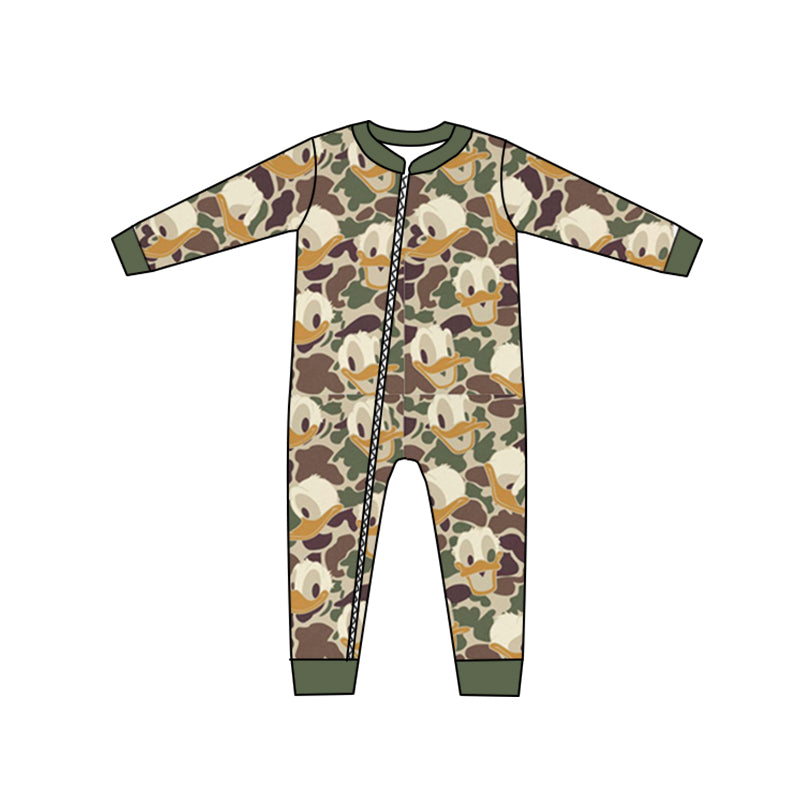 Baby Infant Boys Duck Camo Long Sleeve Zip Rompers preorder