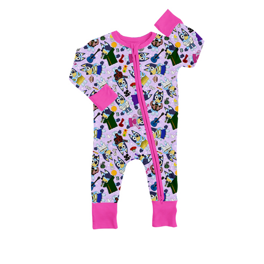 Baby Infant Girls Dog Era Music Long Sleeve Zip Rompers preorder