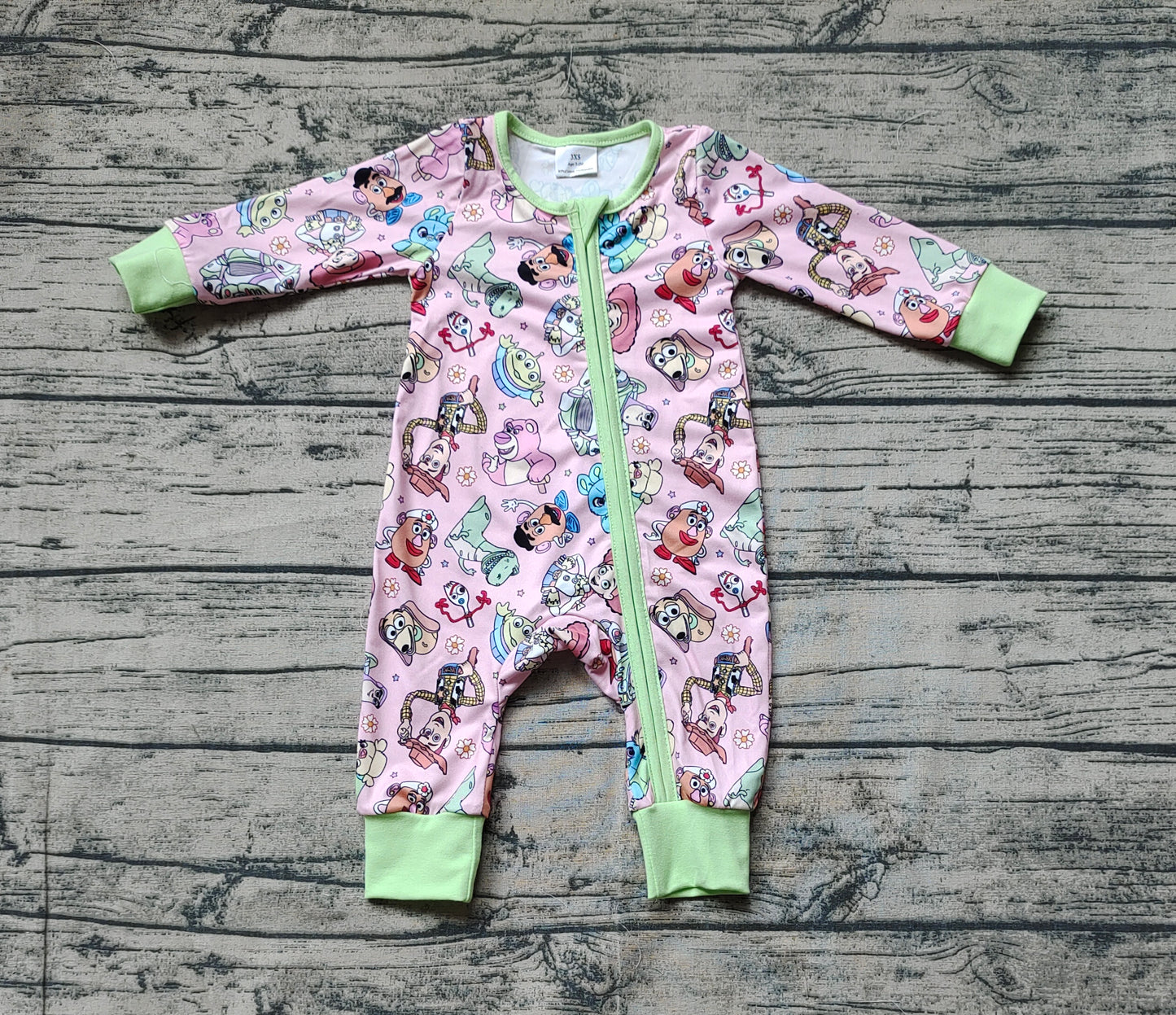 Baby Infant Girls Cartoon Toy Animals Long Sleeve Bamboo Zip Rompers