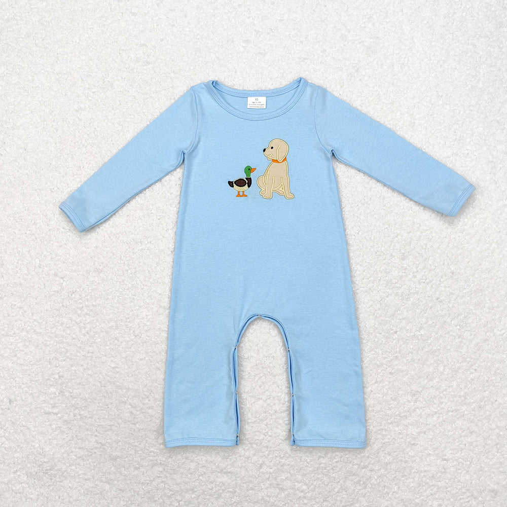 Sibling Baby Infant Boys Embroidery Hunting Long Sleeve Rompers