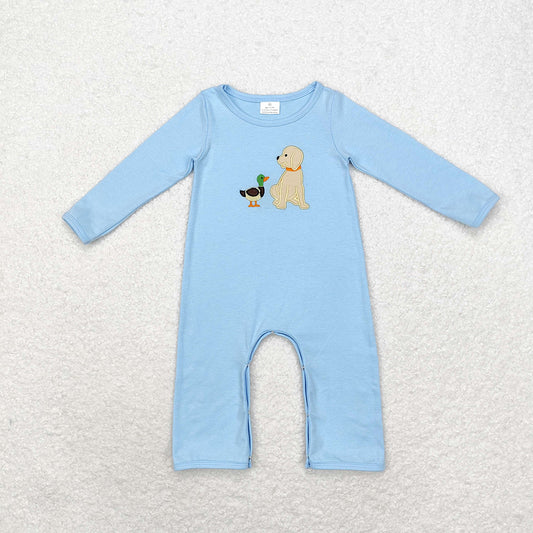 Baby Infant Boys Dog Duck Blue Rompers
