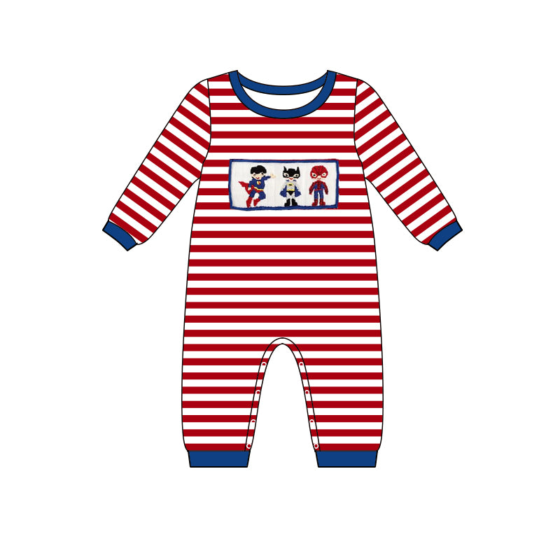 Baby Infant Boys Red Stripes Hero Rompers preorder