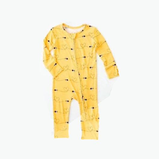 Baby Infant Girls Bees Hearts Long Sleeve Zip Rompers preorder