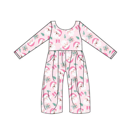 Baby Girls Christmas Pink Santa Long Sleeve Pants Jumpsuits Preorder