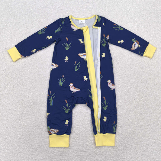 Baby Infant Kids Fall Ducks Zip Long Sleeve Rompers