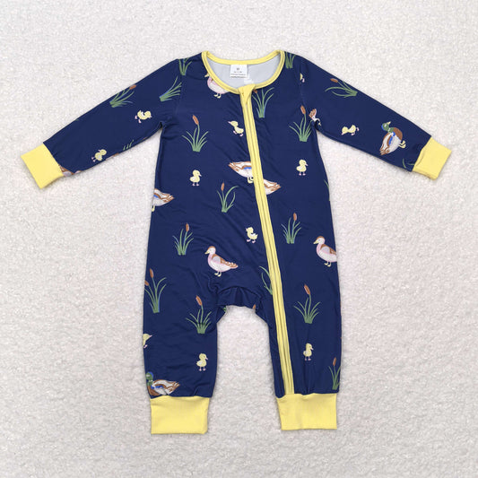 USA Shop Baby Infant Kids Fall Ducks Zip Long Sleeve Rompers
