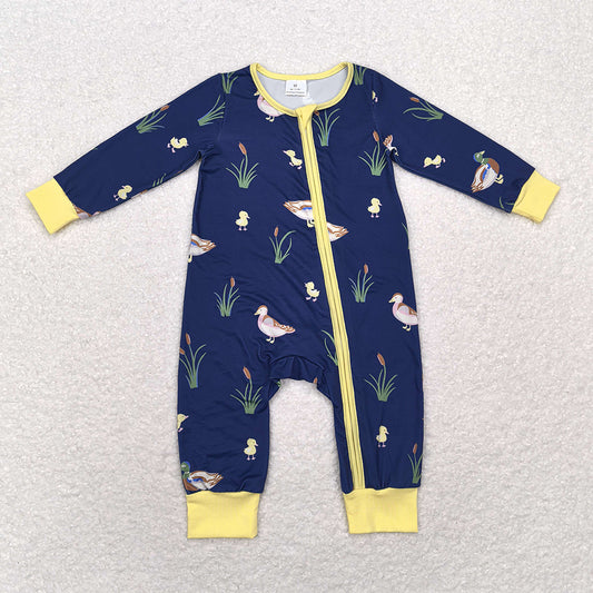 Baby Infant Kids Fall Ducks Zip Long Sleeve Rompers
