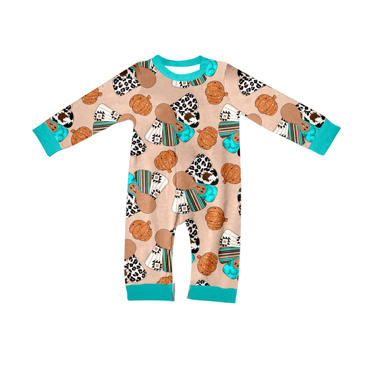 Baby Infant Boys Pumpkin Turkey Thanksgiving Long Sleeve Rompers preorder