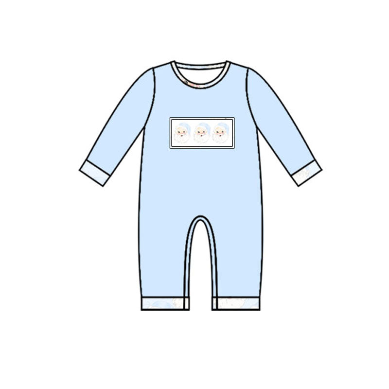 Baby Infant Boys Christmas Blue Santas Rompers preorder