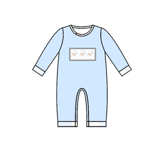 Baby Infant Boys Christmas Blue Santas Rompers preorder