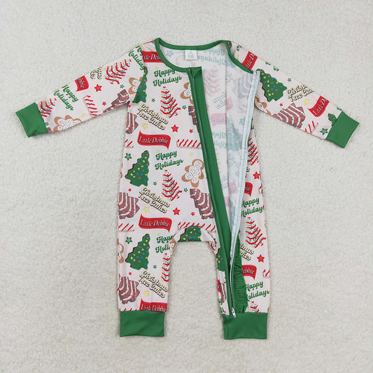 Baby Infant Girls Christmas Season Tree Zip Bamboo Rompers