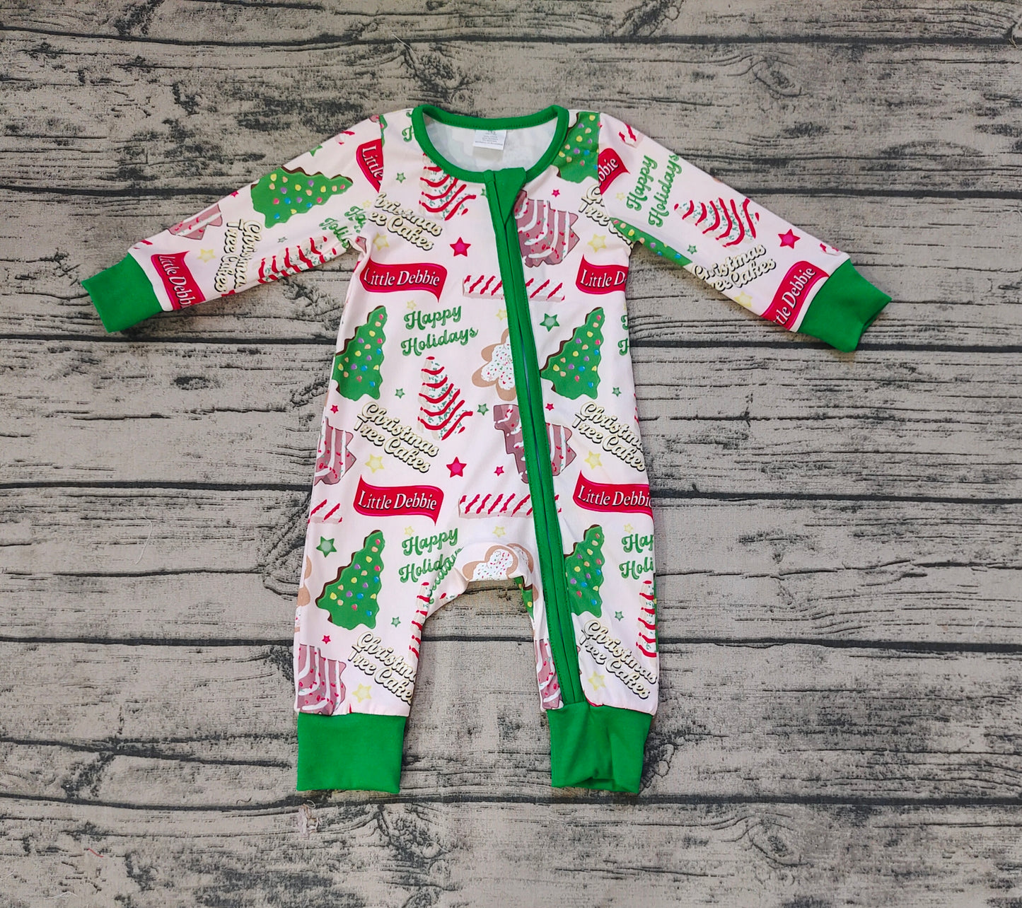 Baby Infant Boys Christmas Season Tree Zip Rompers